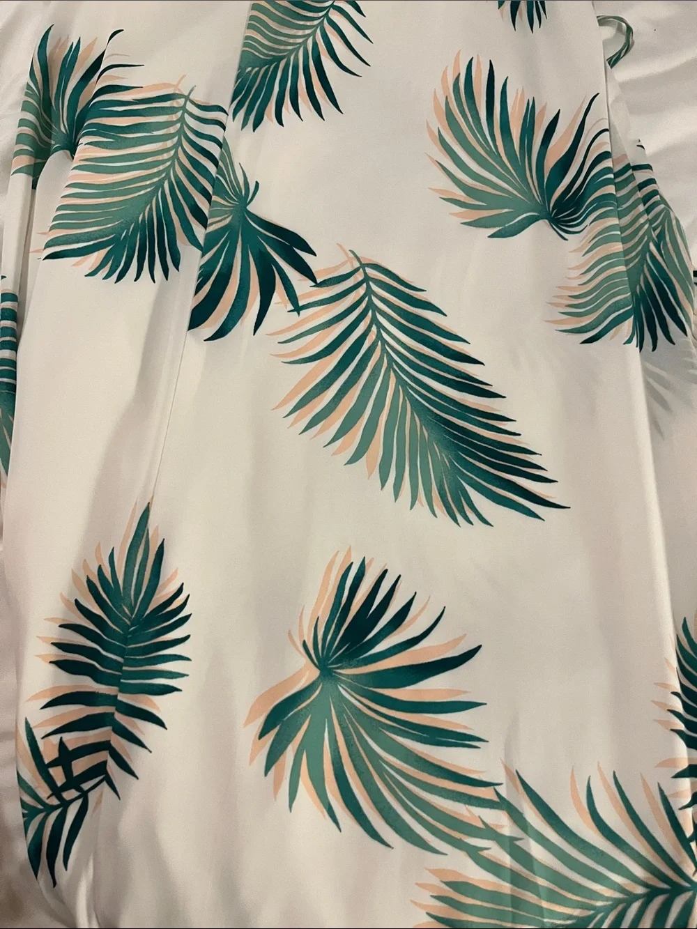 Forever 21 White Maxi Dress with Green Palm Print - Picture 4 of 16
